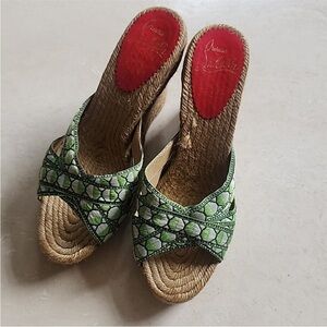 Christian Louboutin Green Wedges